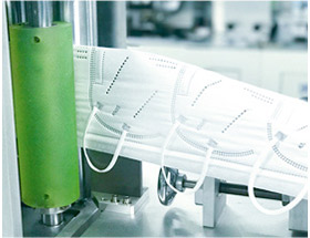 Whole line conveying system for mask manufacturing