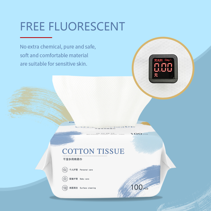 Soft Dry Wipe, For Sensitive Skin,100% Pure Cotton Tissue - OEM Facial Tissue - OEM Cotton tissue manufacturer