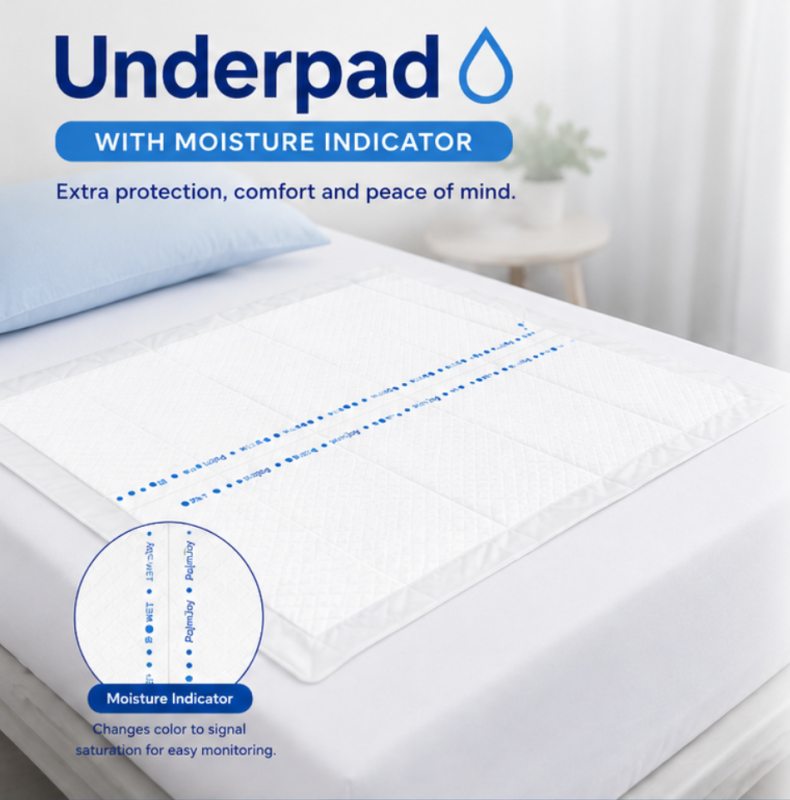 Palmjoy underpads with wetness indicator - OEM Underpads manufacturer