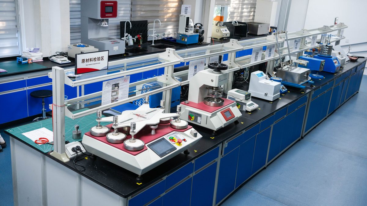 Raw material testing — inbound SAP pulp and nonwoven sampling before production release